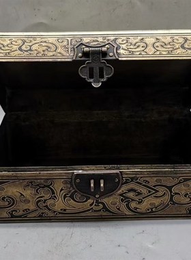 仿代宫廷首饰盒古玩收藏收纳盒百宝箱纯铜浮雕方盒龙凤富贵盒