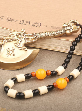 复古实心龙头斧子随身手把件盘玩斧头黄铜工艺礼品挂件吊坠小摆件