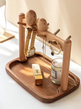 玄关钥匙收纳摆件装饰进门口入户置物架创意挂钩托盘乔迁新居礼