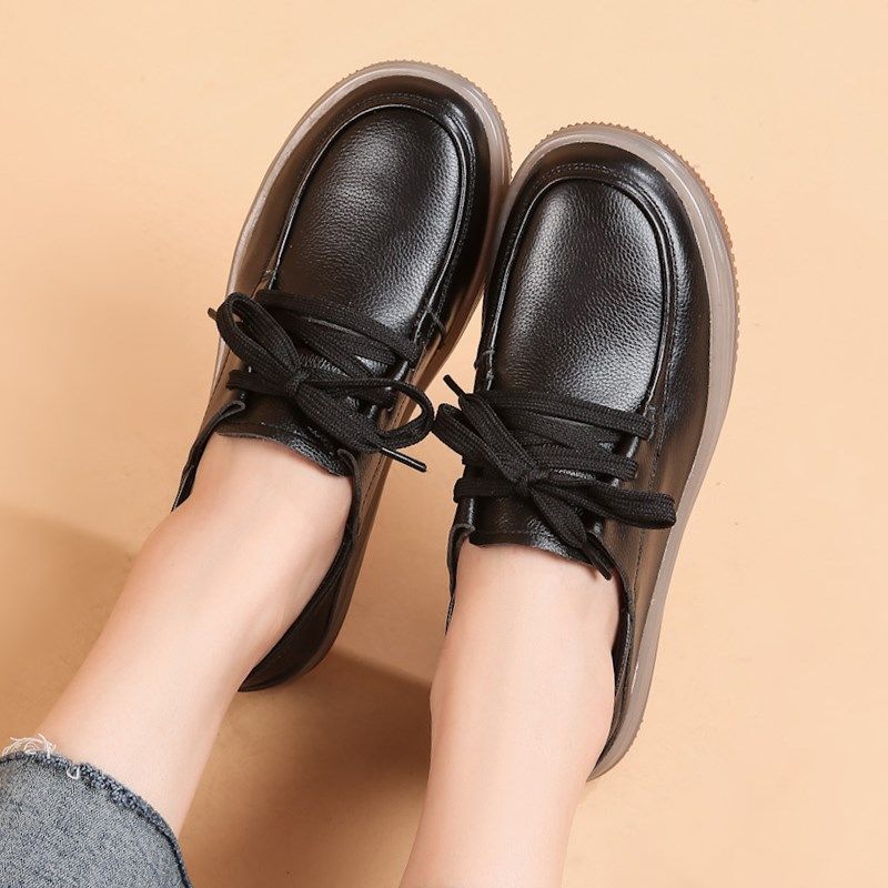 牛筋软底真皮女鞋秋季小白鞋女2023新款百搭平底深口单鞋妈妈鞋子,淘宝优惠券,粉丝福利购,淘宝优惠卷