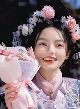 泉州簪花学士帽头饰材料包diy成品汉服女童浔埔簪花围发饰儿童
