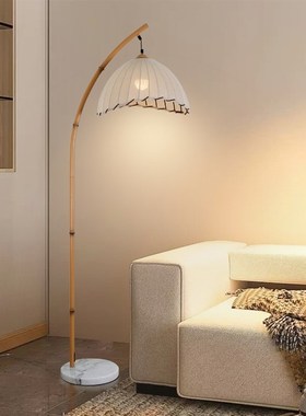 落地灯侘寂风禅意新中式s氛围灯民宿竹艺客厅沙发书房床头落地台