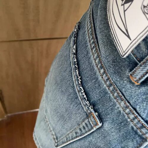 大码胖妹妹牛仔A字短裤女夏薄款新款高腰设计感小众辣妹显瘦热裤 - 图1
