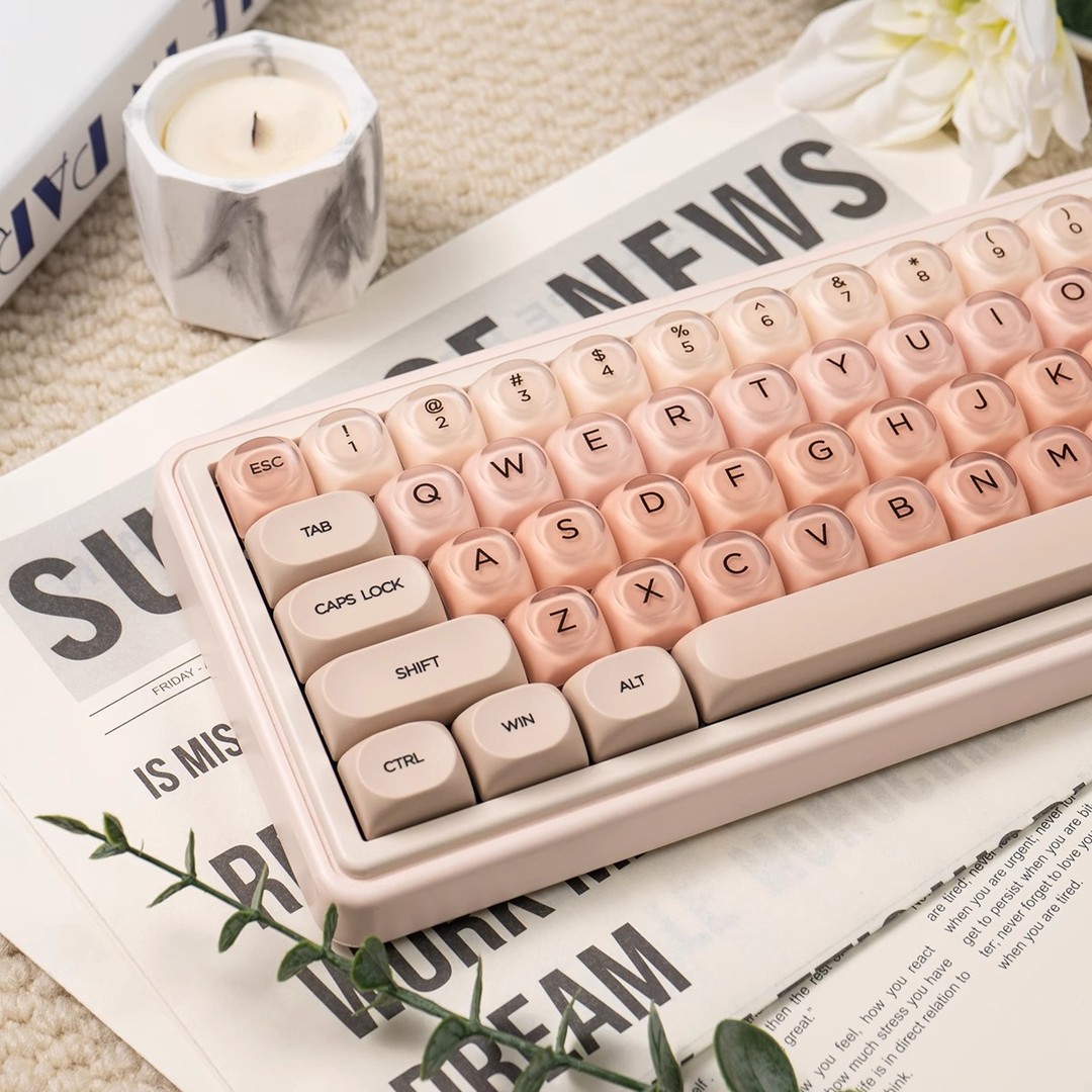 粉底液主题机械键盘键帽热升华PBT+PC女生可爱球帽适配wooting等 - 图1