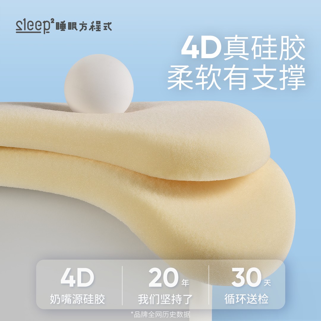 睡眠方程式天资儿童枕头宝宝婴儿硅胶枕透气可水洗6月1岁3岁6岁+ - 图1