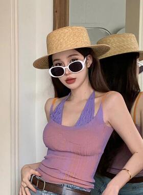 gm复古墨镜女辣妹白色框港味椭圆网红太阳眼镜街拍圆脸显瘦ins风