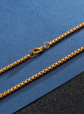 3mm Men's Stainless Steel Thick Golden Link Chain Necklace