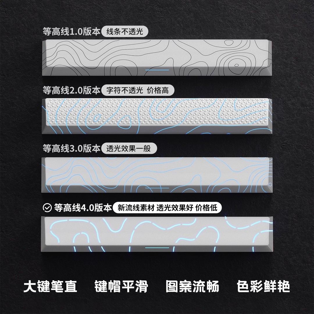 等高线4.0wooting键帽磁轴机械键盘美加狮光污染定制ACE68 WIN60 - 图0