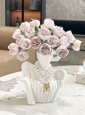 高级感ins艺术女郎陶瓷花瓶摆件客厅餐桌插花花器家居装饰品摆设