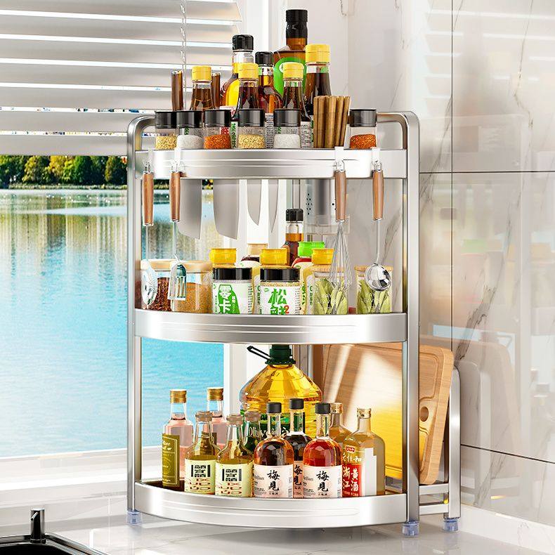 新款304不锈钢厨房置物架转角架三角架调料架调味收纳架台面刀架,淘宝优惠券,粉丝福利购,淘宝优惠卷