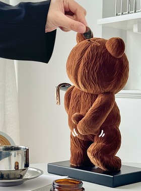 泰迪熊钥匙收纳托盘纸巾盒客厅玄关摆件新家乔迁开业礼品网红摆件