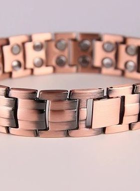 复古红铜双排磁石手链纯红铜磁石手链爆款复古大气男士双排磁防辐