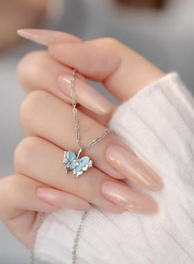 Jusong klein 钛钢项链 春日蝴蝶系列蝴蝶项链精致夜光滴釉锁骨链