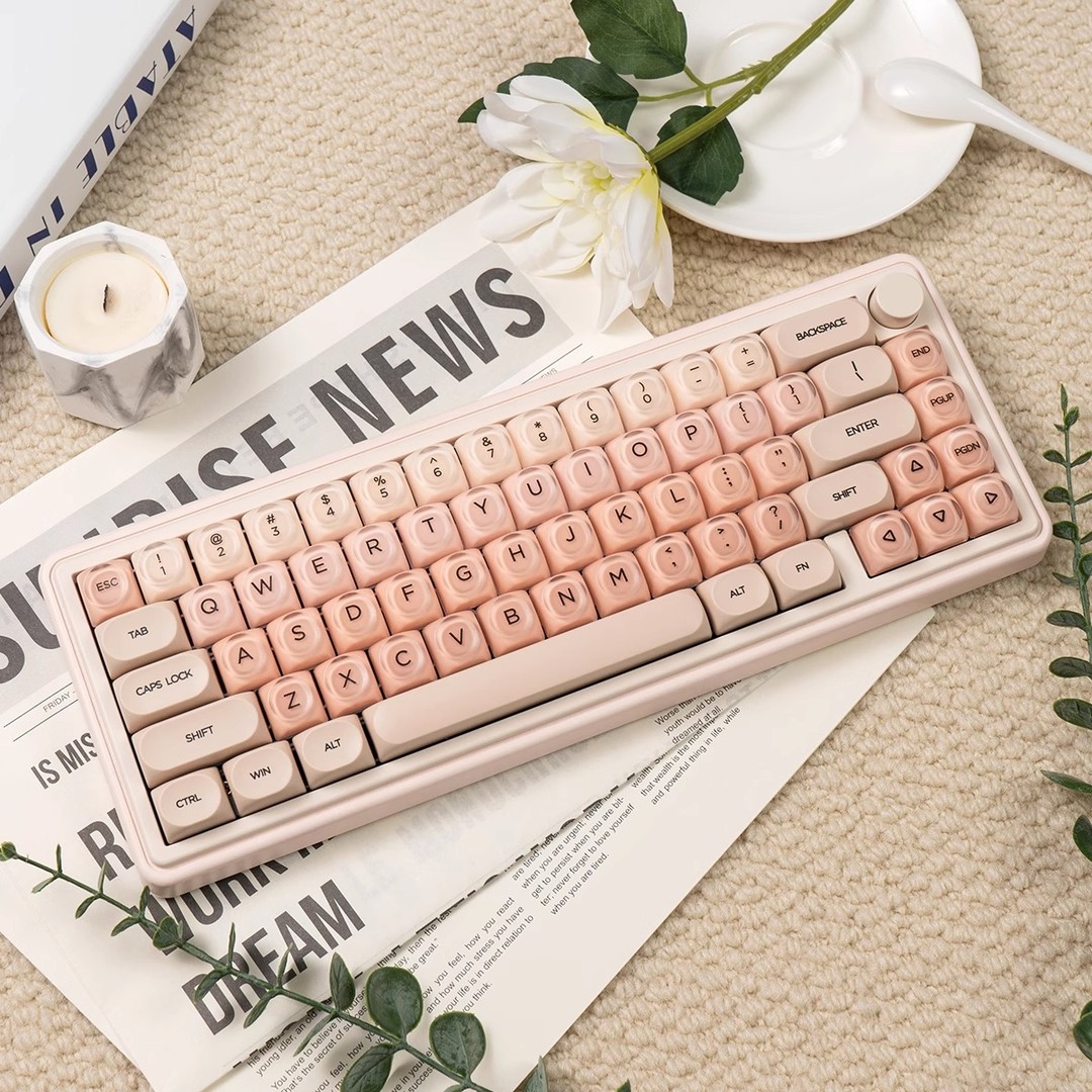 粉底液主题机械键盘键帽热升华PBT+PC女生可爱球帽适配wooting等 - 图3