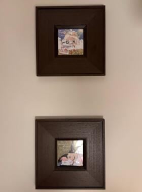 中古实木复古正方形画框装裱挂墙油画外框A4A3空相框展示框定制