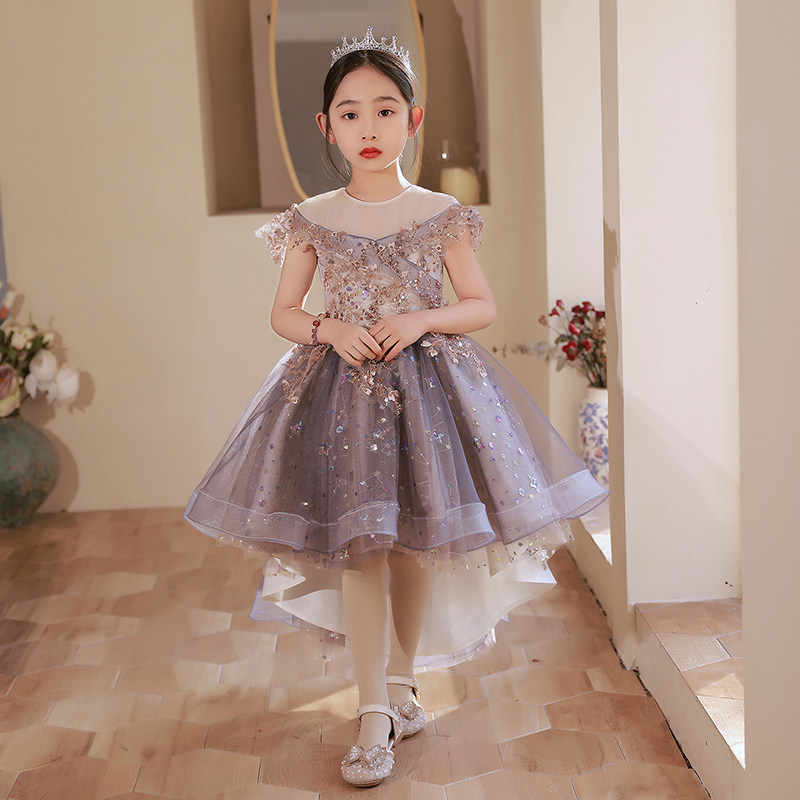 儿童紫色礼服公主裙女童生日小花童婚纱主持人钢琴演出服演奏夏季,淘宝优惠券,粉丝福利购,淘宝优惠卷