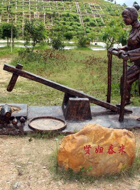 玻璃钢农耕人物雕塑丰收打谷扬谷铜雕定做新农村城市步行街景观