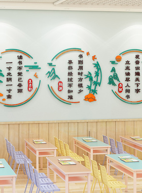 学校教室布置读书小学书香班级墙面装饰走廊图书角励志标语文化墙