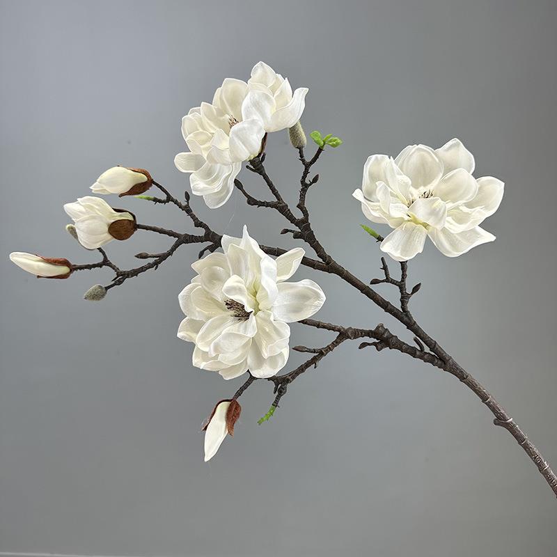 EVA大玉兰仿真多头玉兰花假花家居装饰婚庆道具PU玉兰花落地花艺 - 图2