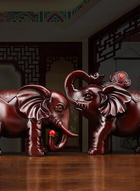 爆款吉祥招财大象摆件一对新中式客厅玄关电视酒柜摆设家居装饰品