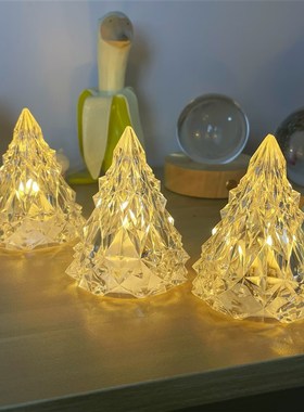 冰山小夜灯圣诞树水晶灯小众温馨氛围灯 装饰小摆件节日礼物