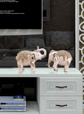 大象摆件一对招财客厅玄关电视柜酒柜创意欧式家居装饰品开业礼品