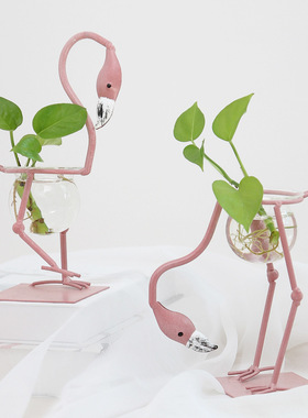 北欧火烈鸟水培花瓶摆件花瓶水培绿萝容器客厅装饰办公室桌面摆设