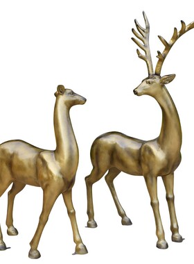 户外玻璃钢花园动物雕塑仿铜梅花鹿摆件园林景观庭院装饰广场摆设