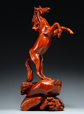 木质生肖马雕刻摆件花梨木马到成功家居客厅电视柜装饰工艺礼品摆