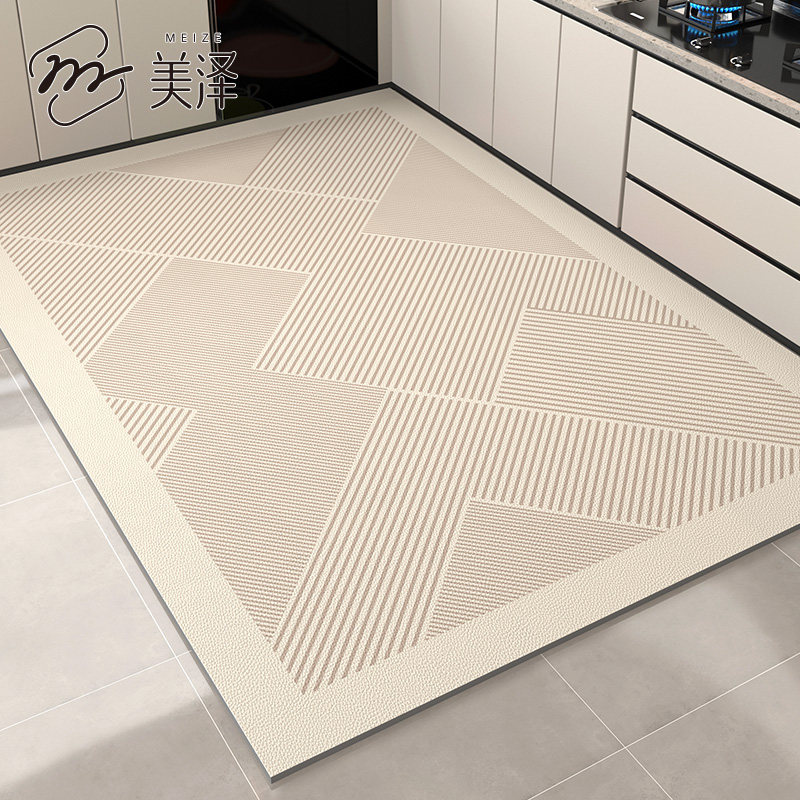 Kitchen floor mats wipeable and washable floor mats 2025 new stain-resistant special leather waterproof and anti-throttle mat carpet