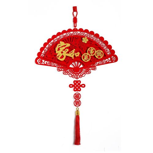 新年挂饰扇形过年门上春节客厅布置立体双层加厚植绒布挂件2022年 - 图2