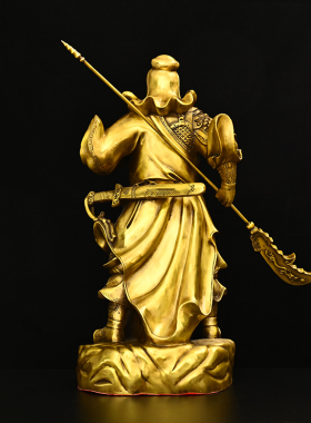 纯铜关公摆件武财神像关二爷关羽关公铜像神像家居公司开业