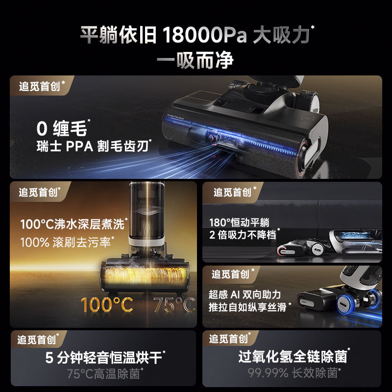 【政府补贴20%】追觅洗地机H20Ultra旋锋版家用智能吸尘洗拖一体