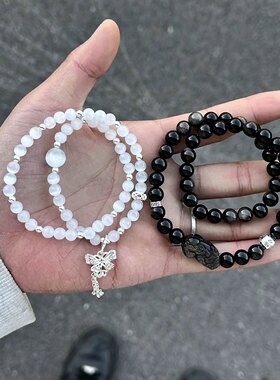 普陀山官方真品黑曜石手串