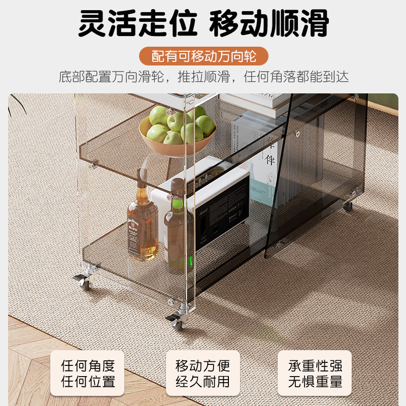 网红亚克力边几可移动茶几小推车收纳柜ins风沙发角几轻奢床头柜,淘宝优惠券,粉丝福利购,淘宝优惠卷