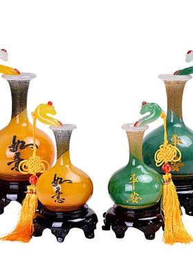 包邮平安如意花瓶摆件一对工艺品家居客厅酒柜玄关装饰品乔迁礼品
