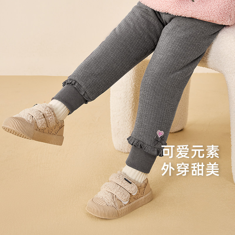 女童加绒打底裤小童夹棉保暖长裤宝宝花边蝶结束脚裤儿童冬装裤子,淘宝优惠券,粉丝福利购,淘宝优惠卷