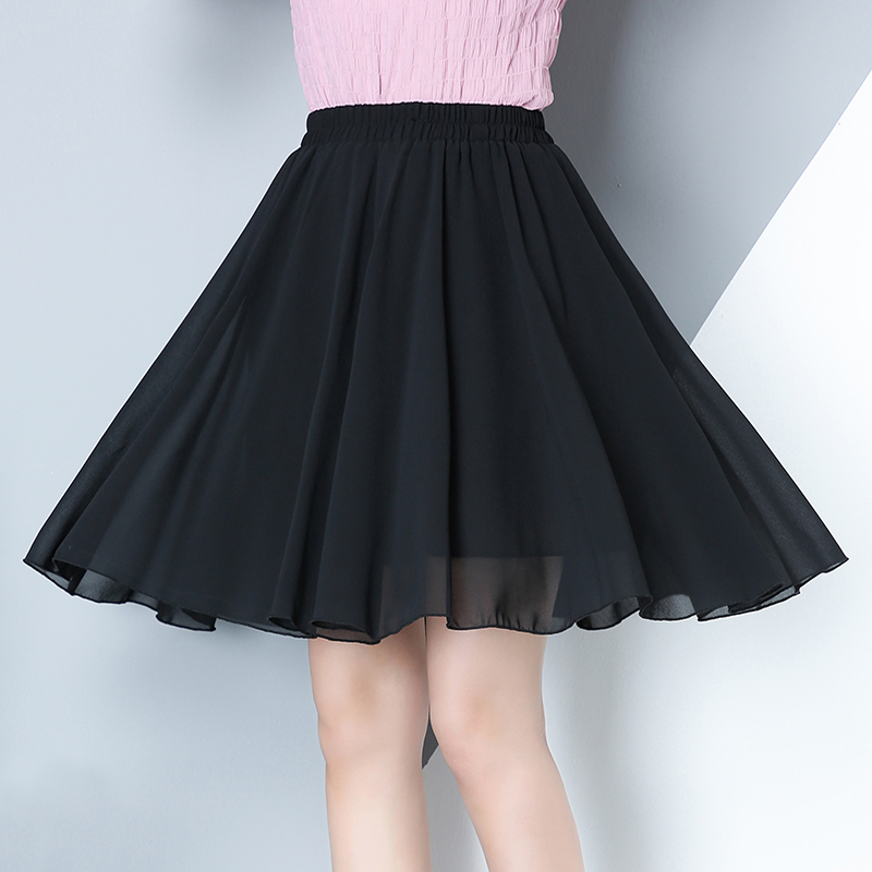 2021雪纺短裙夏季新款半身裙防走光裙裤a字裙高腰百褶纱裙女半裙 - 图0