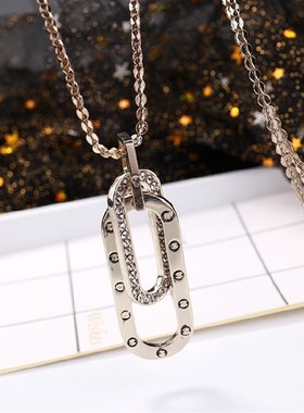 2021年新款潮银色毛衣链长款项链秋冬卫衣配饰高级感装饰挂件爆款