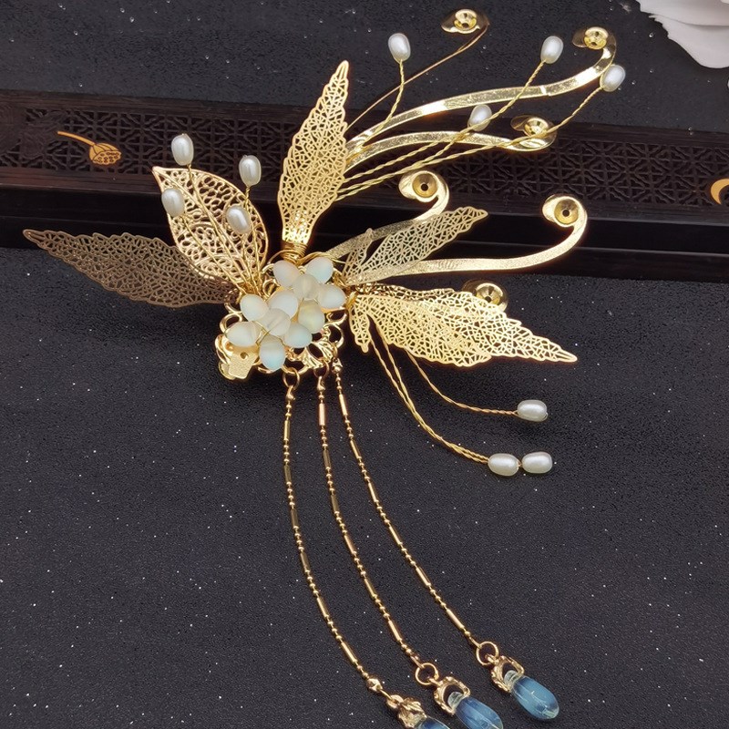 汉服配饰夹子流苏饰古风头饰缠绕树枝古装边夹超仙古代发卡 - 图1