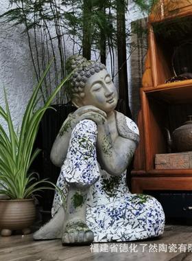 睡佛花园摆件庭院装饰雕像工艺品禅意佛像园艺别墅户外创意摆设