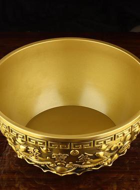 瑞居金属纯黄铜聚宝盆摆件五福铁艺存钱罐家用铜盆客厅工艺品实心