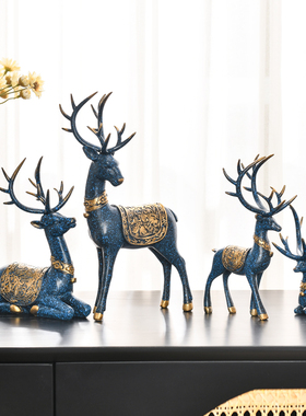 北欧招财鹿摆件创意轻奢客厅玄关电视柜家居新房装饰摆设结婚礼物