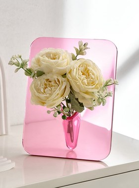 花瓶摆件客厅插花亚克力透明高级感艺术插花电视酒柜桌面办公装饰