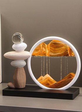 时来运转流沙画摆件客厅电视柜酒柜玄关轻奢高档高级装饰品办公室