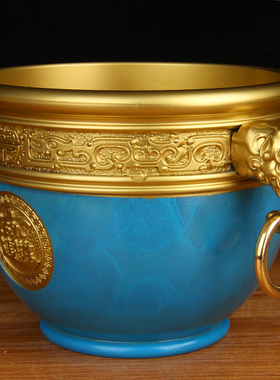 卓好 铜缸摆件铜聚宝盆缸摆件招字大铜缸摆件