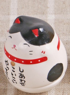 新品招财猫陶瓷不倒翁摆件迷你桌面摆件创意精美节日礼物送男女生