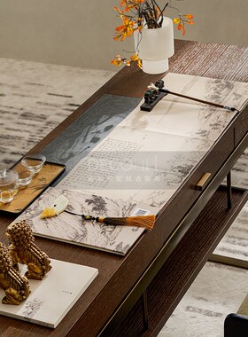 邸高售楼处新中式茶空间茶室软装搭配设计公司茶台摆件装饰品组合