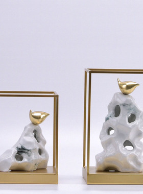 新中式陶瓷太湖石装饰品摆件创意客厅酒柜书房办公室家居软装饰品