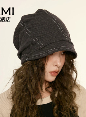 AMI女装美式复古素颜遮脸渔夫帽子女2026秋冬显脸小包头堆堆冷帽9